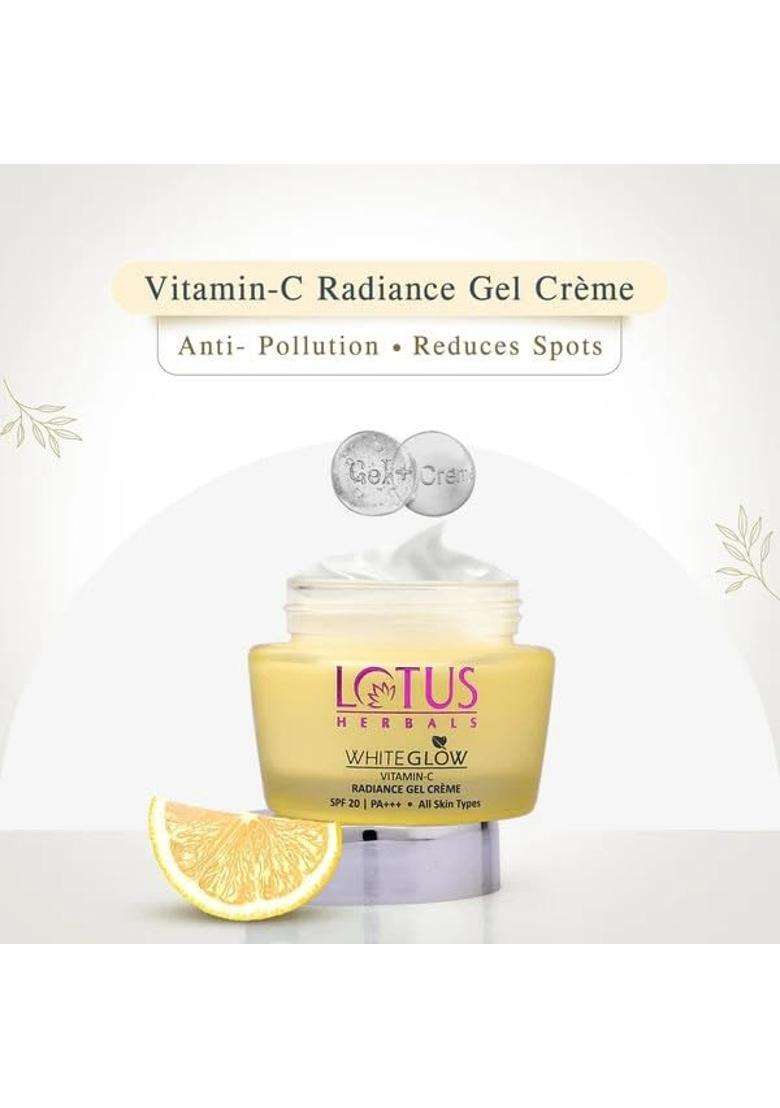 Lotus Herbals WhiteGlow Vitamin C Radiance Cream, Radiance Gel Crème,, 50 g (Pack of 2) | Natural Herbal Care - Indya
