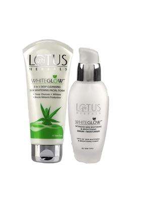 Lotus Herbals Whiteglow 3-in-1 Deep Facial Foam 100g, Intensive Serum 30 ml (Pack of 2) | Natural Herbal Care
