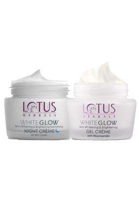 Lotus Herbals WhiteGlow Skin Brightening Gel Crème 60g (Pack of 2) | Natural Herbal Care | 60g &Nourishing Night Creme | 60g ., 120g)
