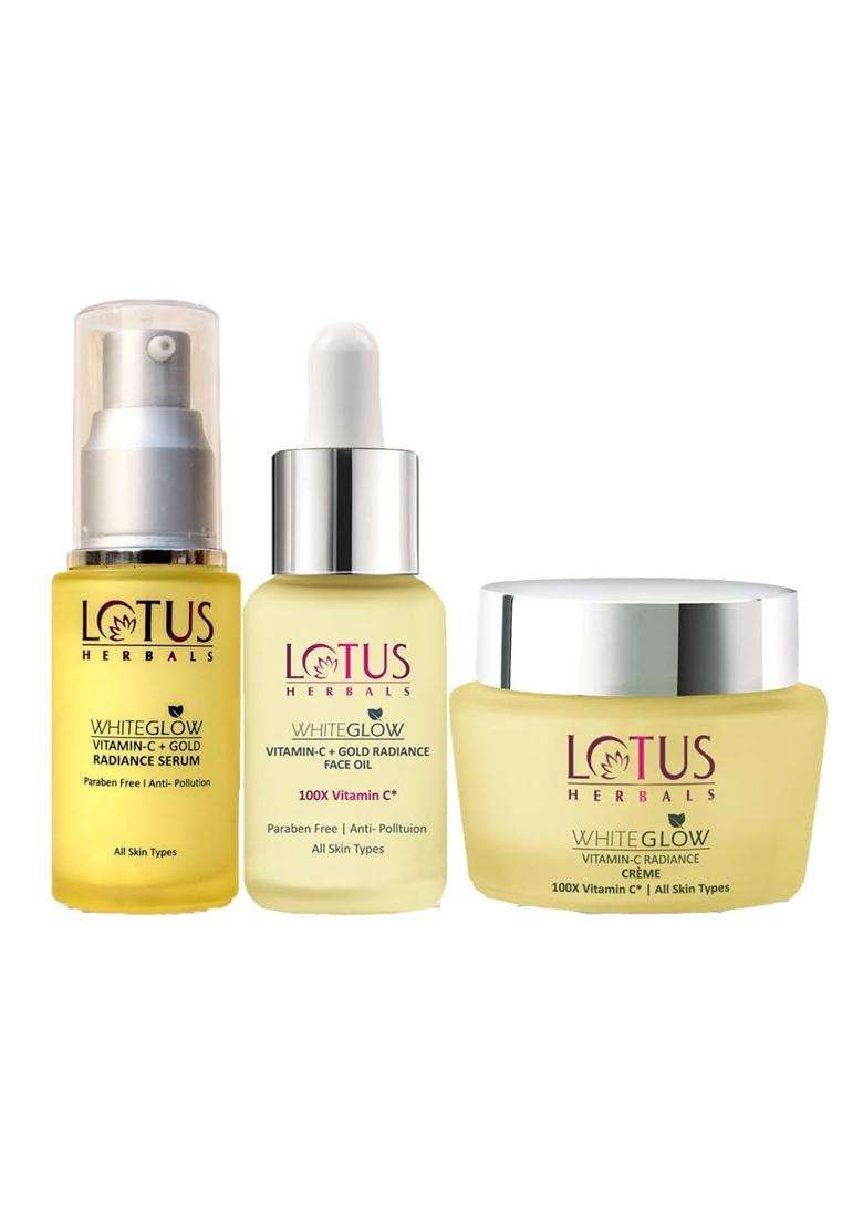Lotus Herbals WhiteGlow Vitamin-C Radiance Cream_50 + Face Serum_30 ml + Face Oil_15 ml (Pack of 3) | Natural Herbal Care - Indya