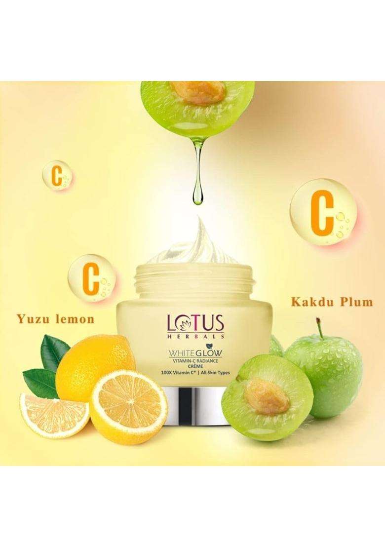 Lotus Herbals WhiteGlow Vitamin-C Radiance Cream_50 + Face Serum_30 ml + Face Oil_15 ml (Pack of 3) | Natural Herbal Care - Indya