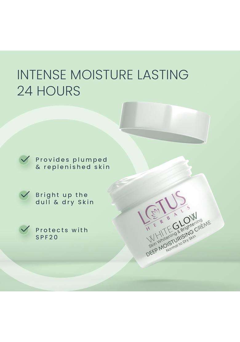 Lotus Herbals WhiteGlow Active Skin Whitening and Oil Control Facewash 100g | Natural Herbal Care | 100g+Glow Deep Moisturising Face Cream 40 g - Indya