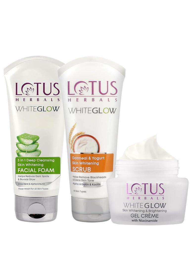 Lotus Herbals WhiteGlow Skincare Combo 100g | Natural Herbal Care | Tan Removal, Oil Control & Radiant Glow | For Men - Indya