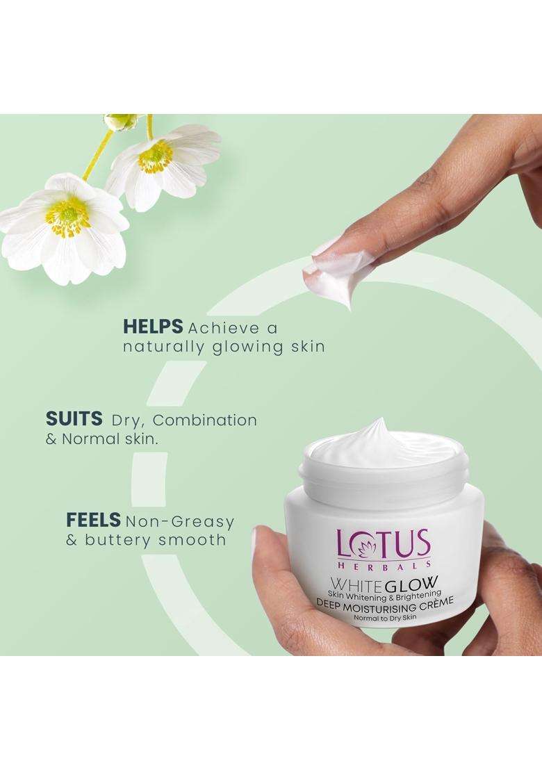 Lotus Herbals WhiteGlow Active Skin Whitening and Oil Control Facewash 100g | Natural Herbal Care | 100g+Deep Moisturizing Creme 60 g - Indya