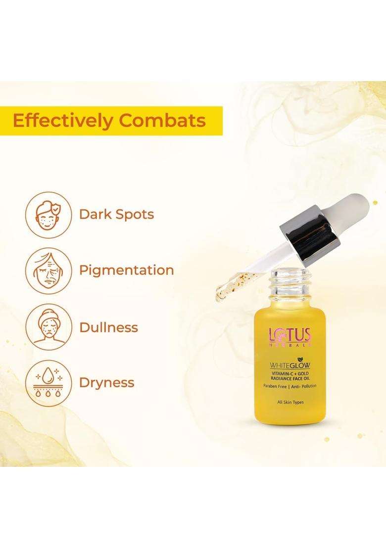 Lotus Herbals WhiteGlow Vitamin C and Gold Radiance Face Wash(100g) and Face Oil(15 ml) | Natural Herbal Care | 115g - Indya