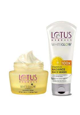 Lotus Herbals WhiteGlow Vitamin C Radiance Face Wash 100g+WhiteGlow Vitamin C Radiance Cream 35g | Natural Herbal Care