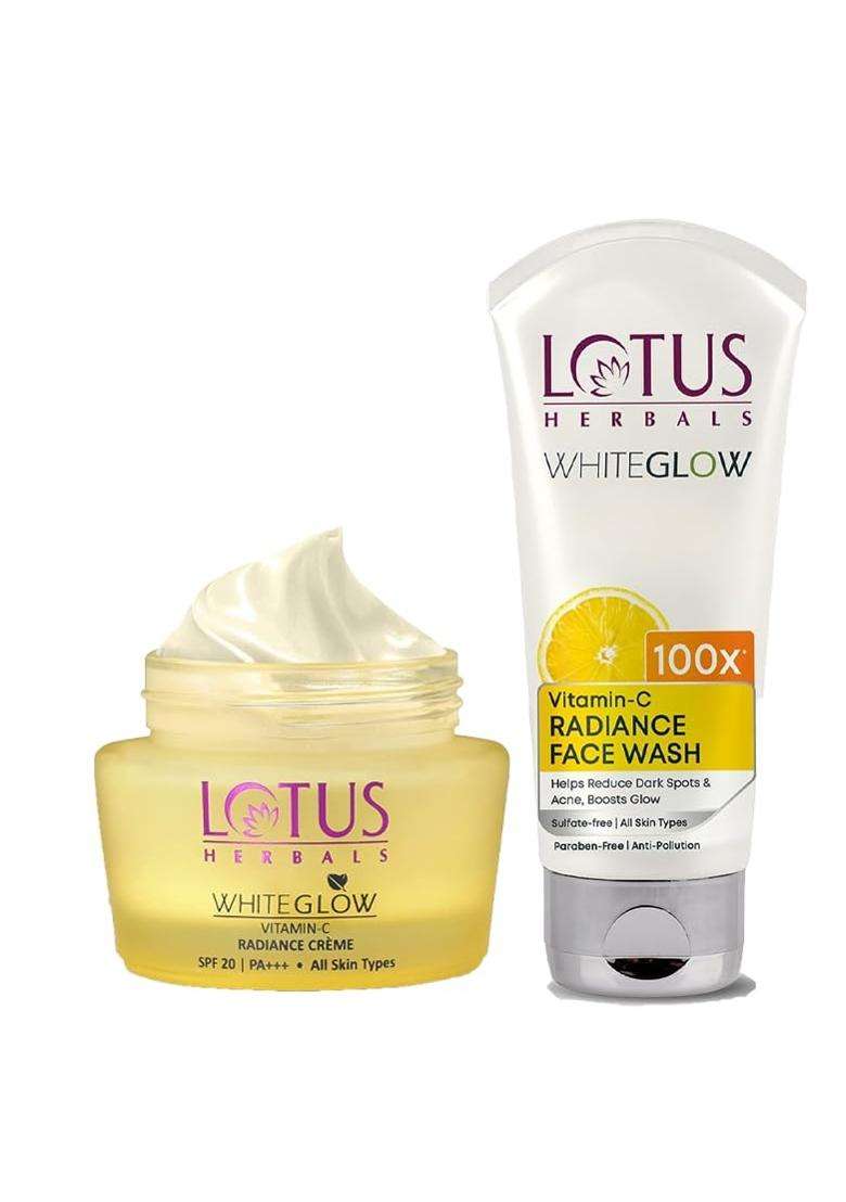 Lotus Herbals WhiteGlow Vitamin C Radiance Face Wash 100g+WhiteGlow Vitamin C Radiance Cream 35g | Natural Herbal Care - Indya
