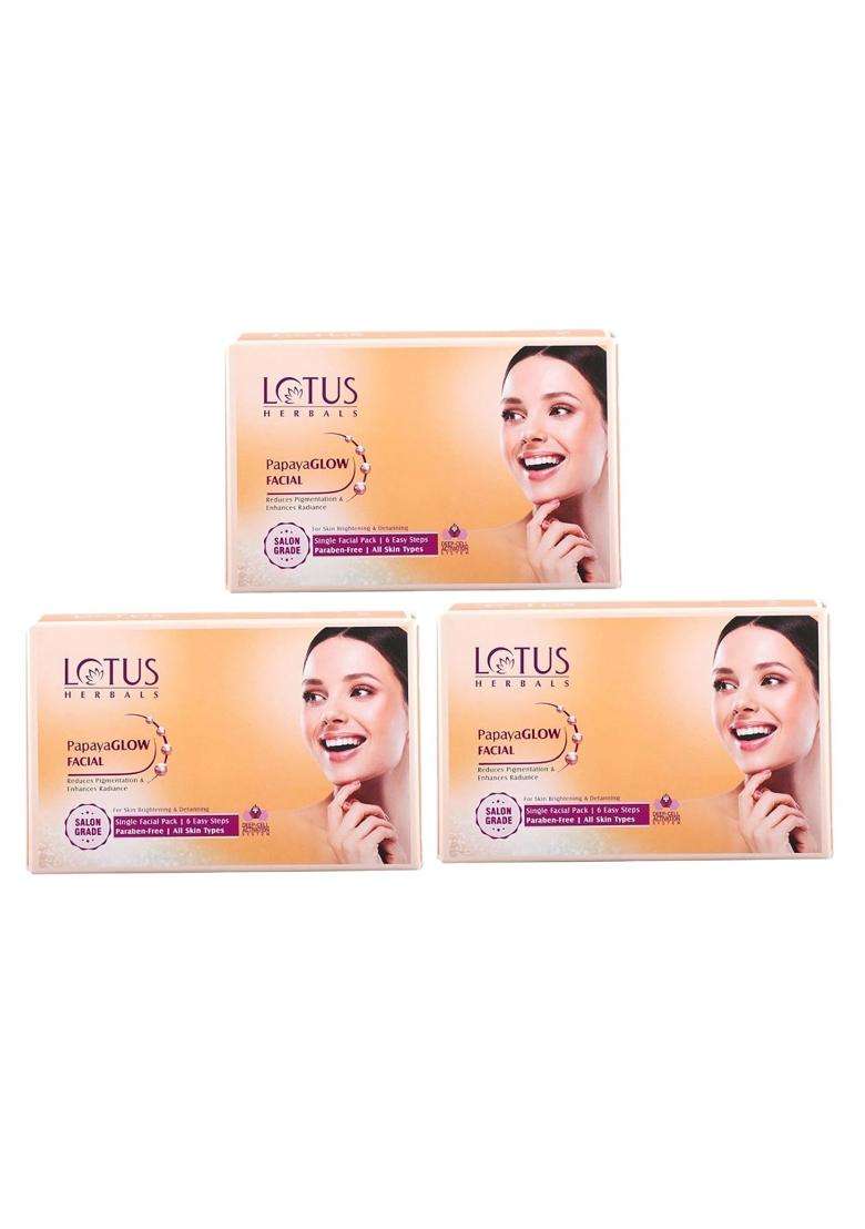 Lotus Herbals PapayaGlow Single Facial kit_67g (Pack of 3) | Natural Herbal Care - Indya