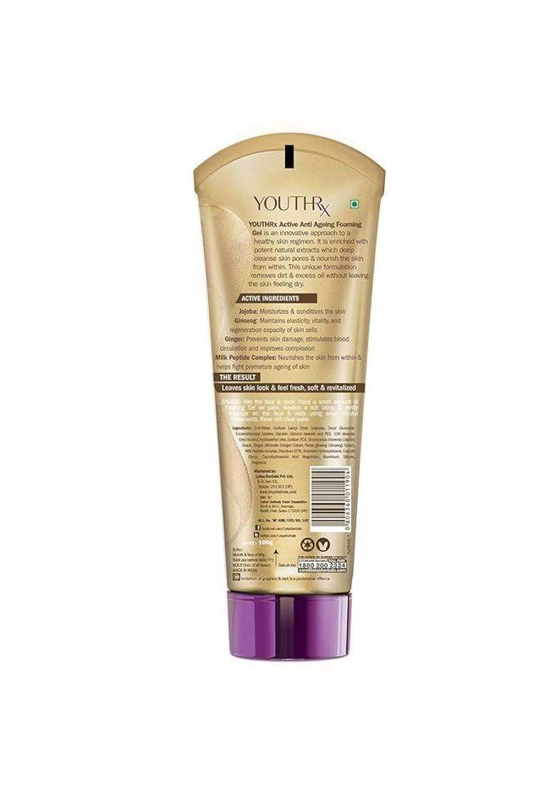 Lotus Herbals YouthRx Active Anti Ageing Foaming Gel 100g (Pack of 2) | Natural Herbal Care - Indya