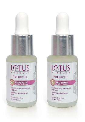 Lotus Herbals Probrite Illuminating Radiance Face Oil 15 ml (Pack of 2) | Natural Herbal Care | For Hydration of Dull & Dry Skin | Probiotic