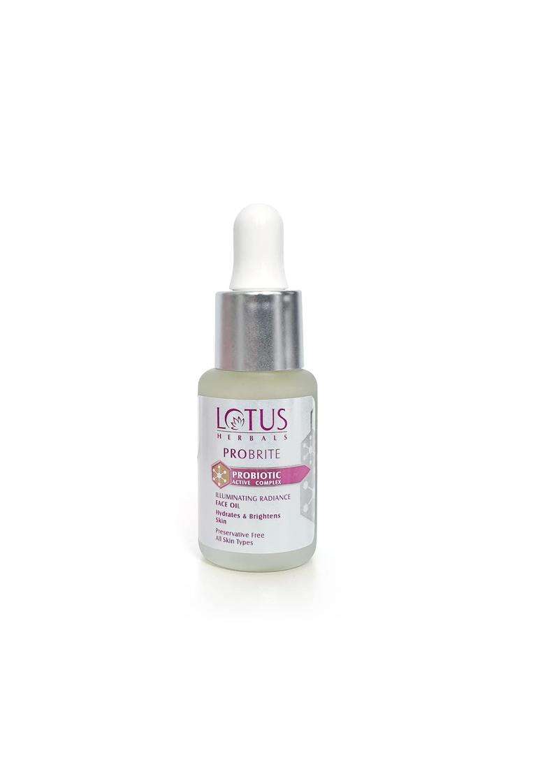 Lotus Herbals Probrite Illuminating Radiance Face Oil 15 ml (Pack of 2) | Natural Herbal Care | For Hydration of Dull & Dry Skin | Probiotic - Indya
