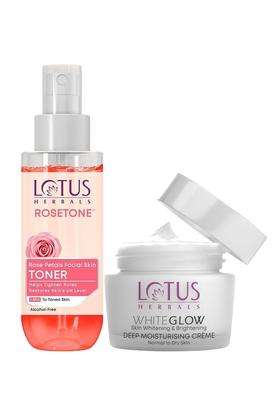 Lotus Herbals Rosetone Rose Petals Facial Skin Toner 100 ml | Natural Herbal Care | 100 ml+Deep Moisturizing Creme 60 g