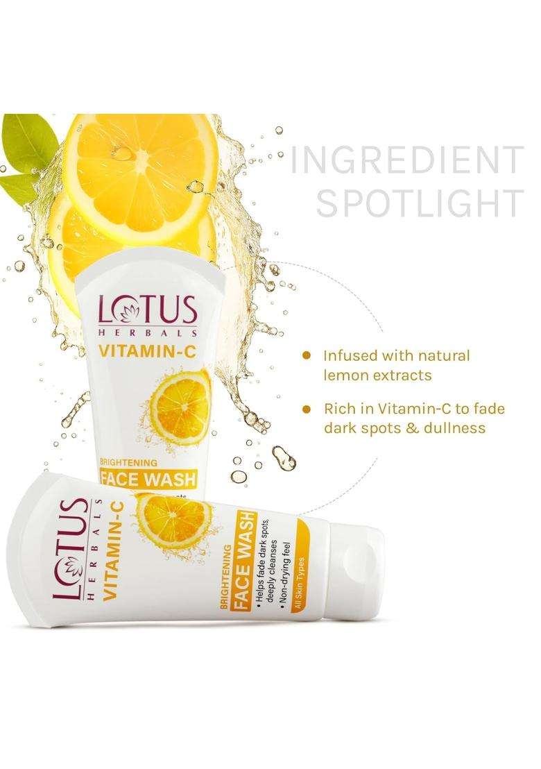 Lotus Herbals Vitamin C Brightening Face Wash 100 ml (Pack of 2) | Natural Herbal Care - Indya