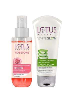 Lotus Herbals 3 in 1 Deep Cleansing Facial Foam 50g+Rose Petals Facial Skin Toner | Natural Herbal Care | 100 ml
