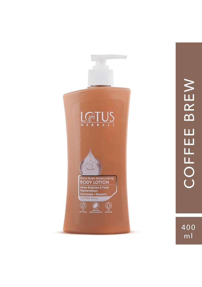 Lotus Herbals Glow Rush Moisturising Body Lotion Buy1 Get1 Free 400 ml X 2 | Natural Herbal Care | Brightens Skin & Deeply Nourishing - Indya