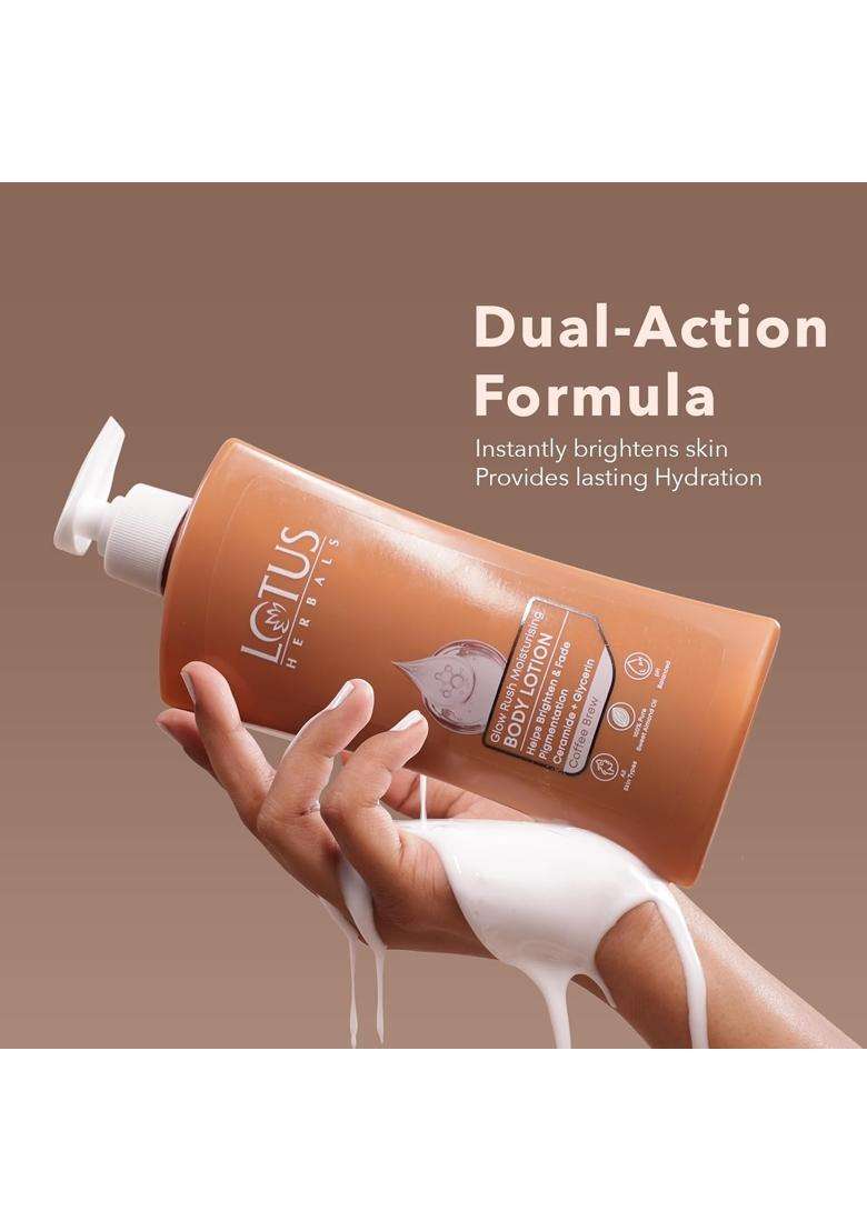 Lotus Herbals Glow Rush Moisturising Body Lotion Buy1 Get1 Free 400 ml X 2 | Natural Herbal Care | Brightens Skin & Deeply Nourishing - Indya