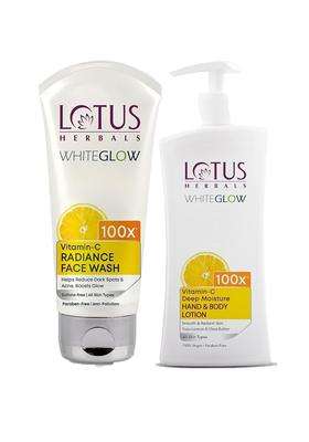 Lotus Herbals WhiteGlow Vitamin C Radiance Face Wash Daily 100g+Deep Moisture Hand & Body Lotion 400 ml | Natural Herbal Care