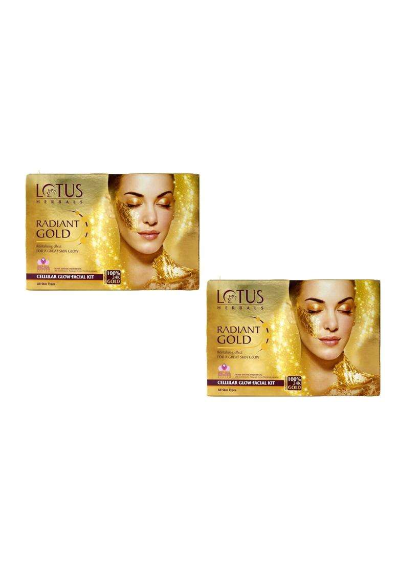 Lotus Herbals Radiant Gold Facial Kit 37g (Pack of 2) | Natural Herbal Care - Indya