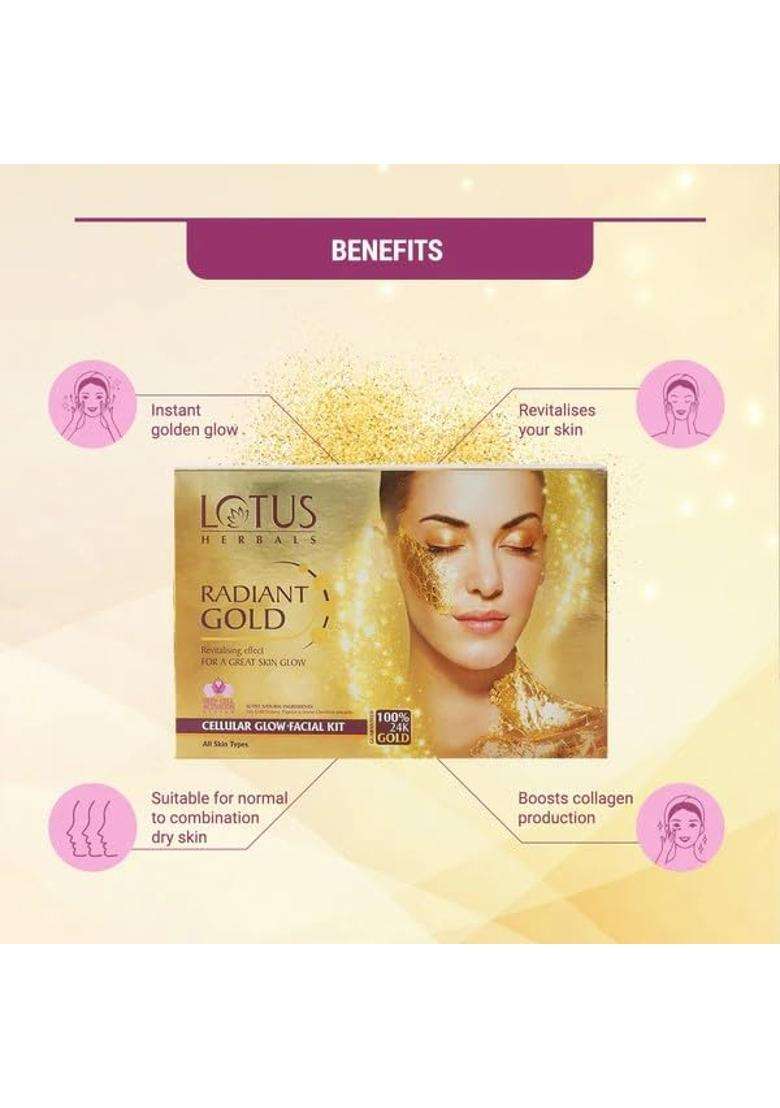 Lotus Herbals Radiant Gold Facial Kit 37g (Pack of 2) | Natural Herbal Care - Indya