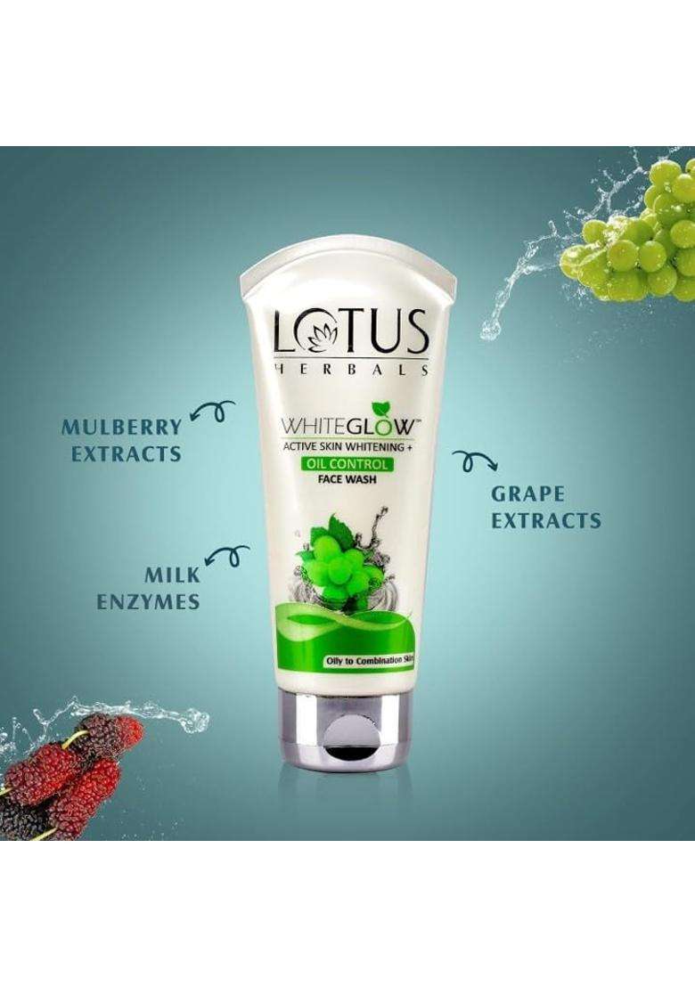 Lotus Herbals Whiteglow Gel Cream 60g, Nourishing Night Cream 60g, Oil Control Face Wash 100g (Pack of 3) | Natural Herbal Care - Indya