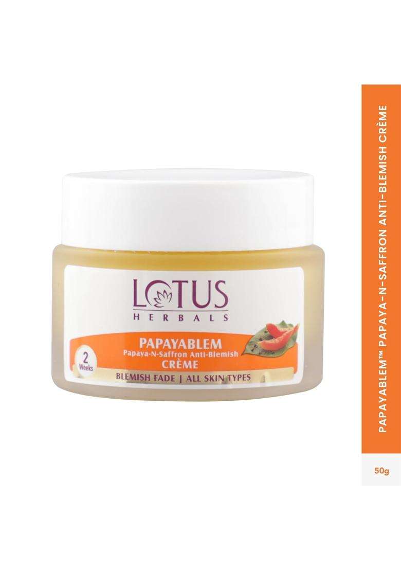 Lotus Herbals PapayaGlow Single Facial kit_67g+Papaya & Saffron Anti-Blemish Cream 50g | Natural Herbal Care - Indya