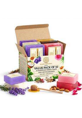 Khadi Natural Herbal Soap Gift Set 125 g (Pack of 10) | Natural Herbal Care | Handcrafted Essential Oil Soaps | Pure & Natural