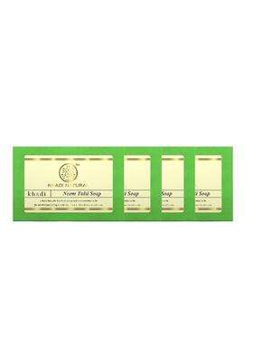 Khadi Natural Neem Tulsi Soap (125 * 4) (500 ml) (Pack of 4) | Natural Herbal Care | Herbal Bathing Soap for Acne | Natural Soap with Essential Oils