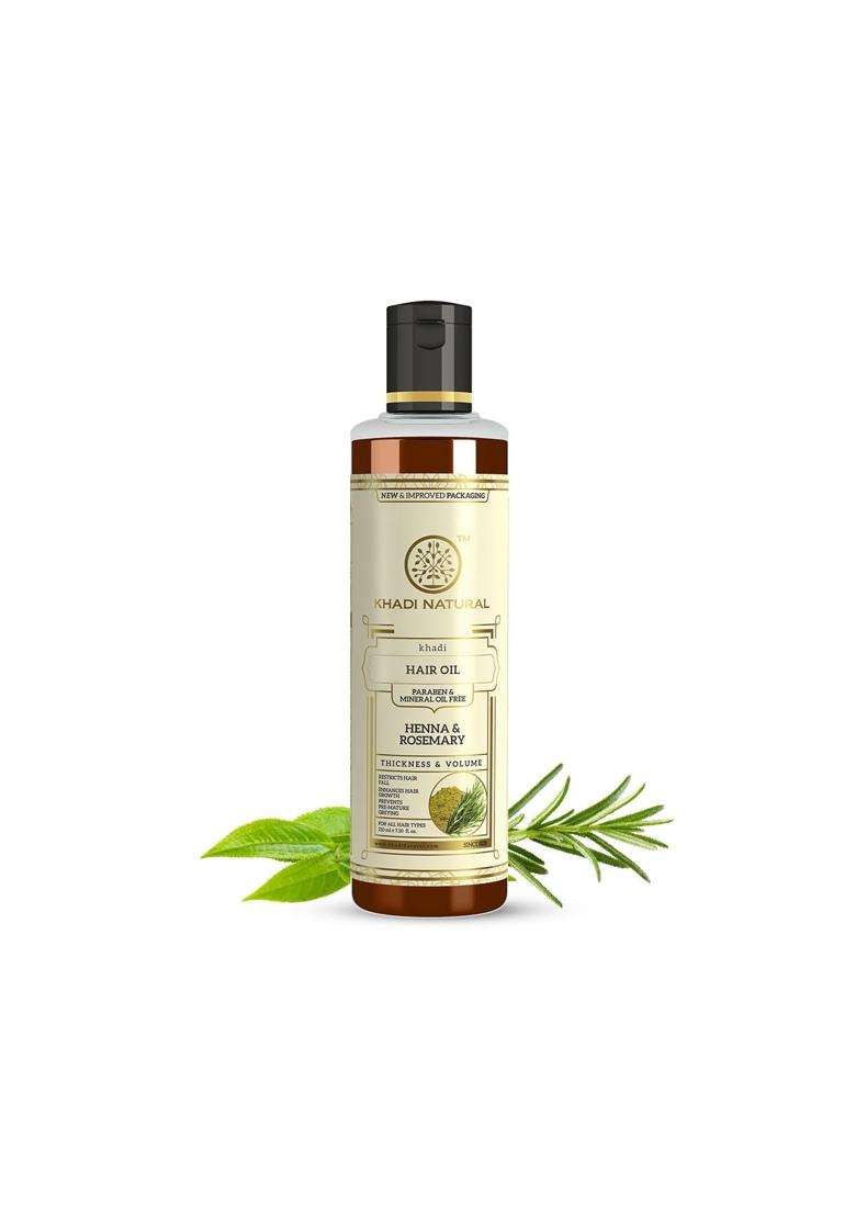 Khadi Natural Rosemary Henna Hair Oil 210 ml | Natural Herbal Care | Herbal Hair Oil for Scalp Care & Hair Nourishment | Gentle Herbal Hair Care - Indya