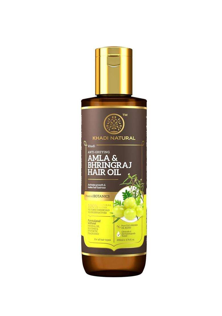 Khadi Natural Amla & Bhringraj Hair Oil 200 ml | Natural Herbal Care | Herbal Oil for Boosting Hair Growth | Non-sticky Hair Oil | Powered Botanics - Indya