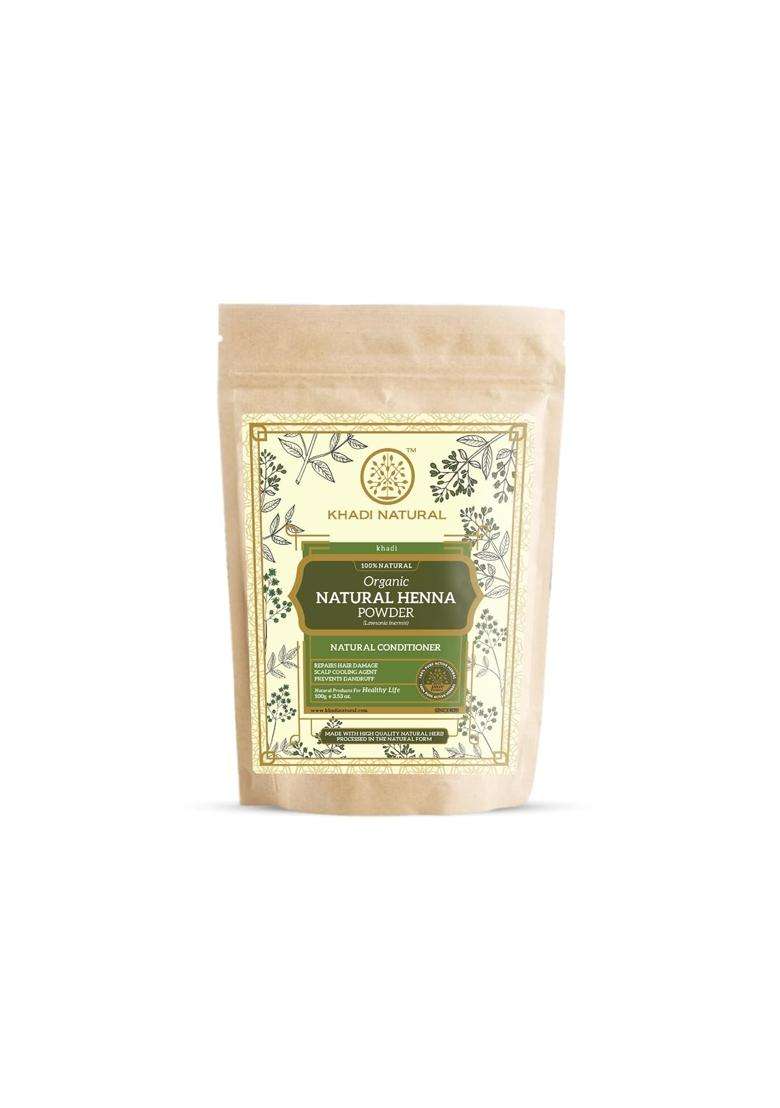 Khadi Natural Herbal Henna Organic Powder for Hair Colour 100 g | Natural Herbal Care | Natural Green for Conditioning & Strengthening - Indya