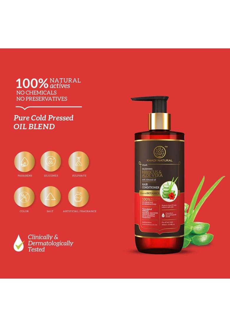 Khadi Natural Powered Botanics Hibiscus and Aloe Vera Hair Conditioner 310 ml, Frizz Free Hair, Improves Hair Texture, Controls Hair Fall - Indya