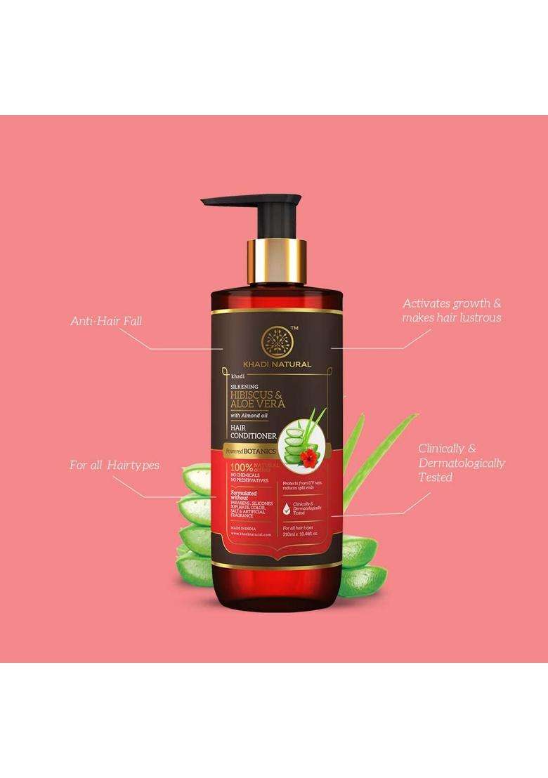 Khadi Natural Powered Botanics Hibiscus and Aloe Vera Hair Conditioner 310 ml, Frizz Free Hair, Improves Hair Texture, Controls Hair Fall - Indya