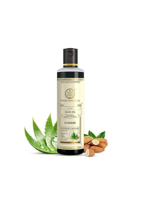 Khadi Natural Ayurvedic 18 Herbs Hair Oil 210 ml | Authentic Traditional Formula | Repairs Dry Scalp, Boosts Hair Health | Paraben, Mineral Oil Free