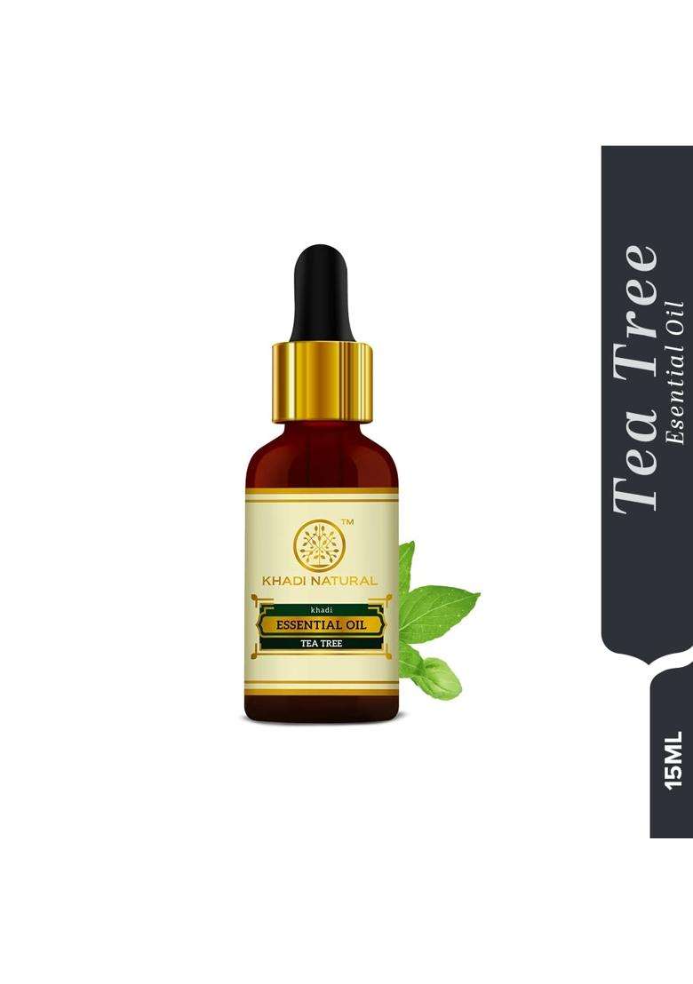 Khadi Natural Tea Tree Pure Essential Oil 15 ml | Latest International Packaging | Provides Fresh & Purifying Experience | Skincare & Haircare - Indya