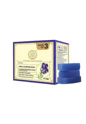 Khadi Natural Lavender Soap (125g x 3) (Pack of 3) | Bathing Bar with Essential Oils | Gently Cleanses, Helps Relieve Stress | For Healthy, Soft Skin