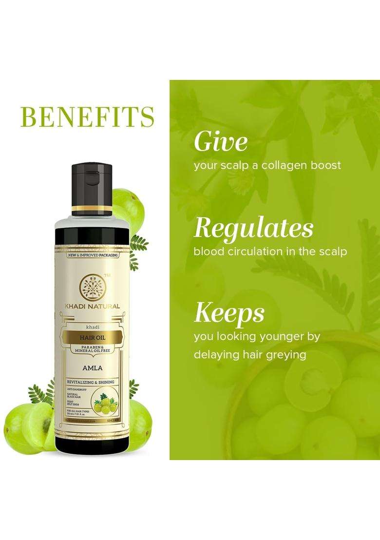 Khadi Natural Pure Amla Hair Oil 210 ml | Paraben & Mineral Oil Free | Nourishing Formula for Healthy, Strong Hair - Indya
