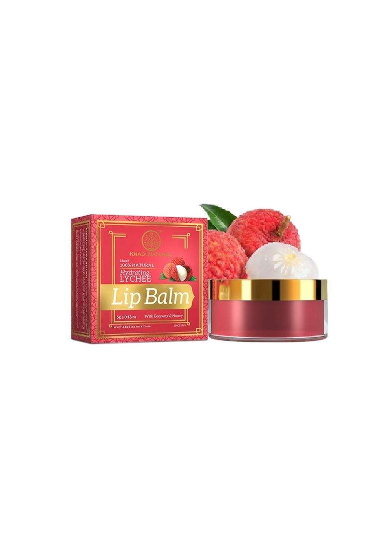 Khadi Natural Lychee Lip Balm with Beeswax & Shea Butter 5g | Softens and Hydrates Lips | Free from Harsh Chemicals | Unisex - Indya
