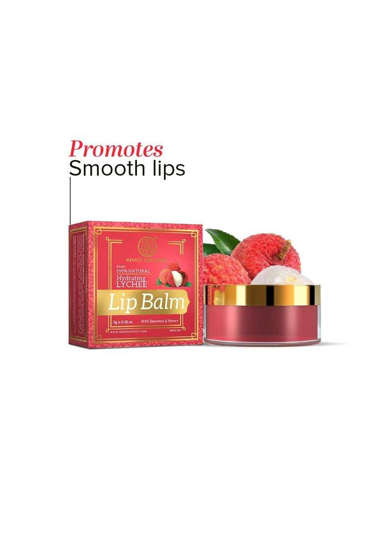 Khadi Natural Lychee Lip Balm with Beeswax & Shea Butter 5g | Softens and Hydrates Lips | Free from Harsh Chemicals | Unisex - Indya