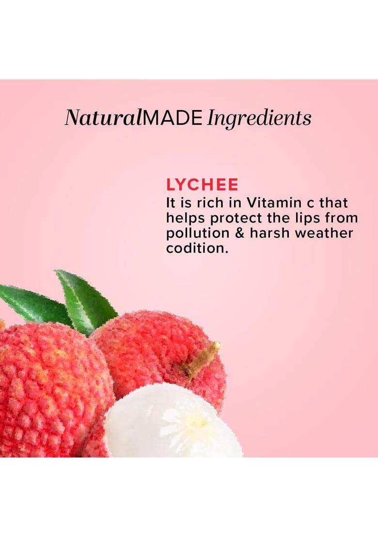 Khadi Natural Lychee Lip Balm with Beeswax & Shea Butter 5g | Softens and Hydrates Lips | Free from Harsh Chemicals | Unisex - Indya