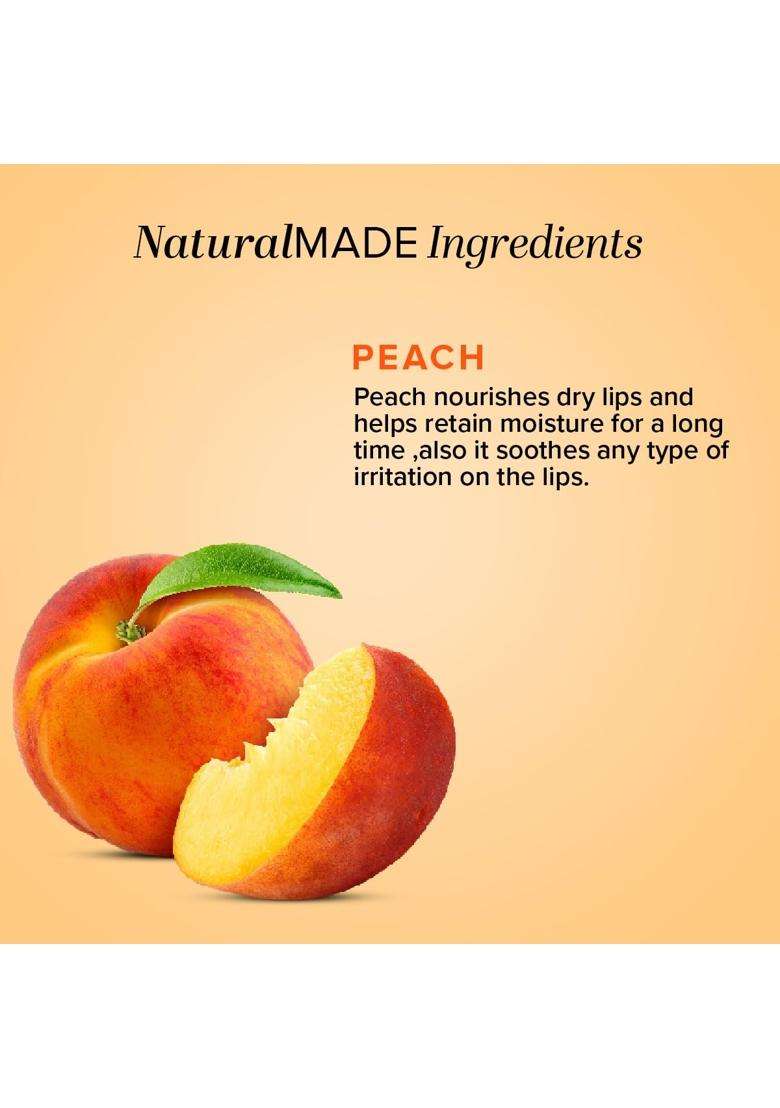 Khadi Natural Peach Lip Balm with Beeswax & Shea Butter 5g | Softens and Hydrates Lips | Free from Harsh Chemicals | Unisex - Indya