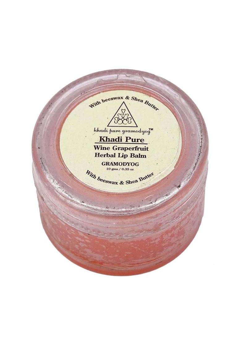 Khadi Natural Wine Grapefruit Lip Balm with Beeswax and Shea Butter 10g | Natural Herbal Care | Herbal for Soft Lips | Free From Harsh Chemicals - Indya
