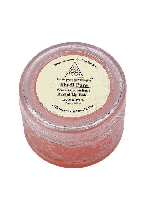 Khadi Natural Wine Grapefruit Lip Balm with Beeswax and Shea Butter 10g | Natural Herbal Care | Herbal for Soft Lips | Free From Harsh Chemicals