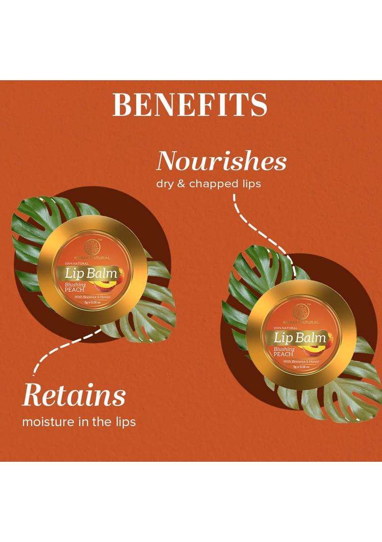 Khadi Natural Peach Lip Balm with Beeswax and Shea Butter (5 * 3) (15 g) (Pack of 3) | Soft & Hydrated Lips | Lip Balm for Chapped Lips - Indya