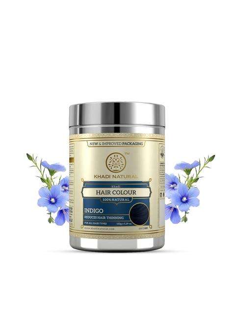 Khadi Natural Herbal Indigo Hair Color Powder for Grey Coverage 150 g | Natural Herbal Care | Natural Dye for Men & Women | Deep Indigo Shade