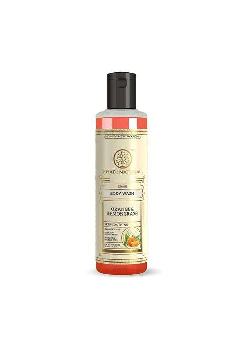 Khadi Natural Orange & Lemongrass Body Wash 210 ml | Natural Herbal Care | Herbal Shower Gel for Skin Cleansing | Helps Refresh & Maintain Softness