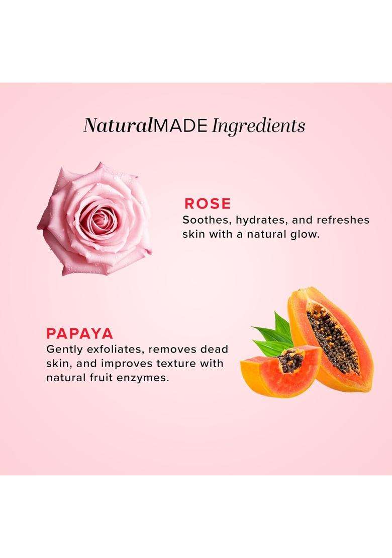 Khadi Natural Rose & Papaya Face Scrub 50 g | Natural Herbal Care | Herbal Face Scrub for Gentle Skin Exfoliation | Gentle Skin Care Formula - Indya
