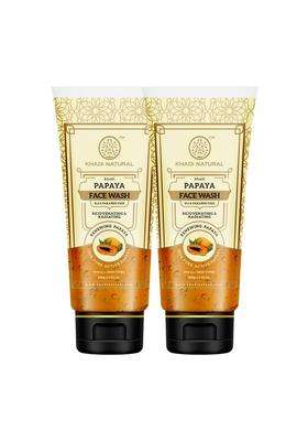Khadi Natural Papaya Face Wash for Glowing & Healthy Skin (100 * 2) (200 g) (Pack of 2) | Natural Herbal Care | Herbal | SLS & Paraben Free