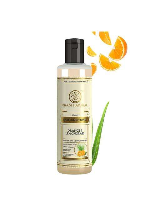 Khadi Natural Orange and Lemongrass Herbal Hair Conditioner 210 Millilitres, For Frizzy Hair, For Repairing Damaged Hair | Natural Herbal Care
