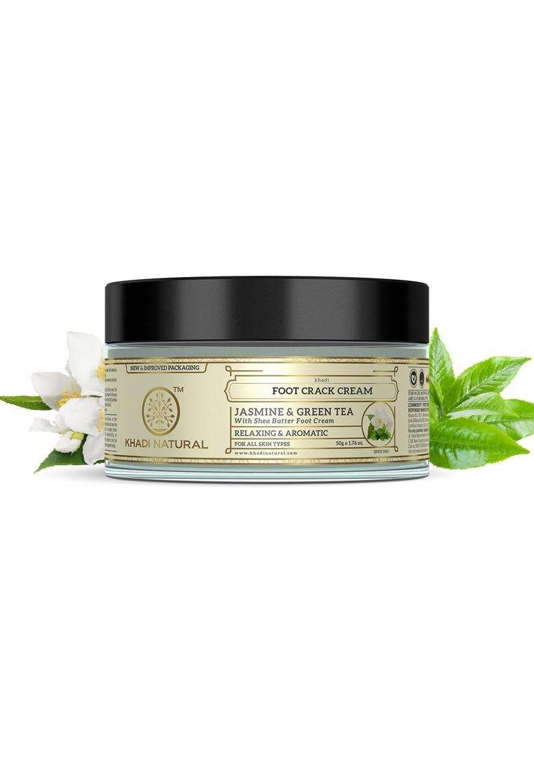 Khadi Natural Jasmine & Green Tea Foot Cream 50 g | Natural Herbal Care | Herbal Foot Care Cream for Soft & Smooth Feet | Gentle Daily Foot Care - Indya