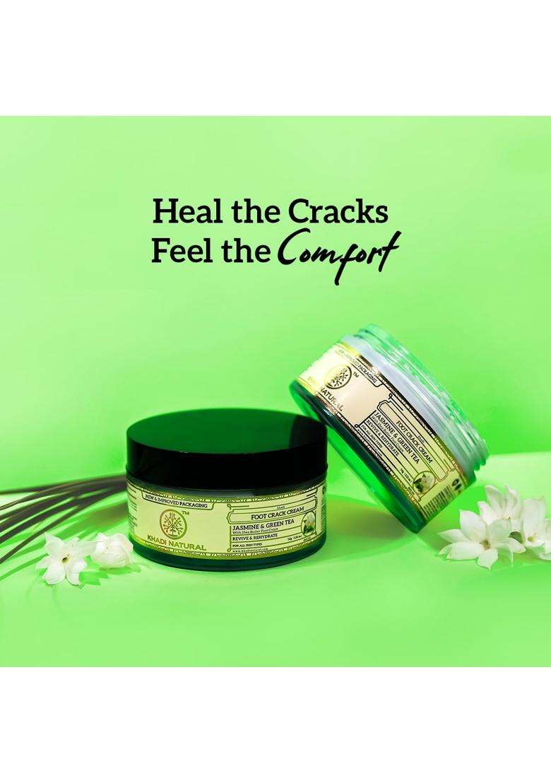 Khadi Natural Jasmine & Green Tea Foot Cream 50 g | Natural Herbal Care | Herbal Foot Care Cream for Soft & Smooth Feet | Gentle Daily Foot Care - Indya